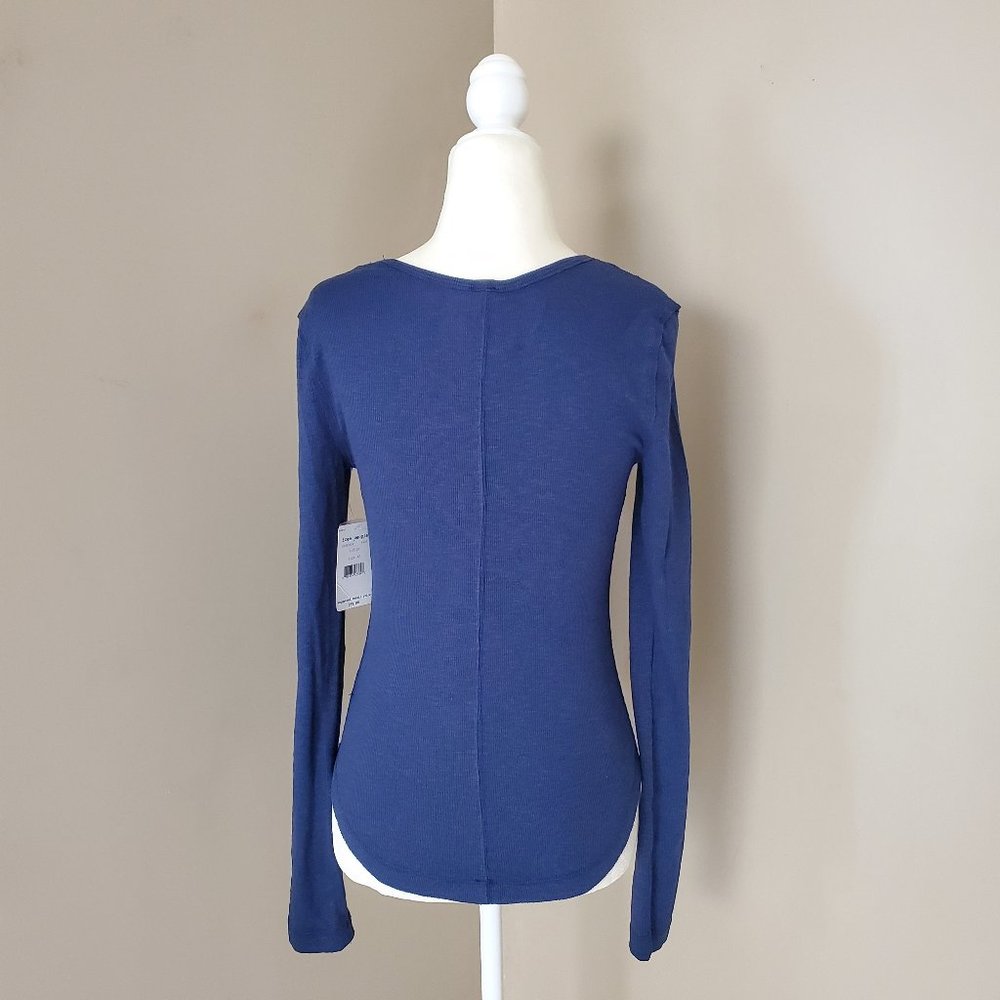 Free People Tate Keyhole Blue Layering Top XS NWT - Picture 7 of 16